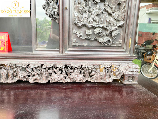 Nét đẹp tủ chè gỗ gụ hàng đục tay 